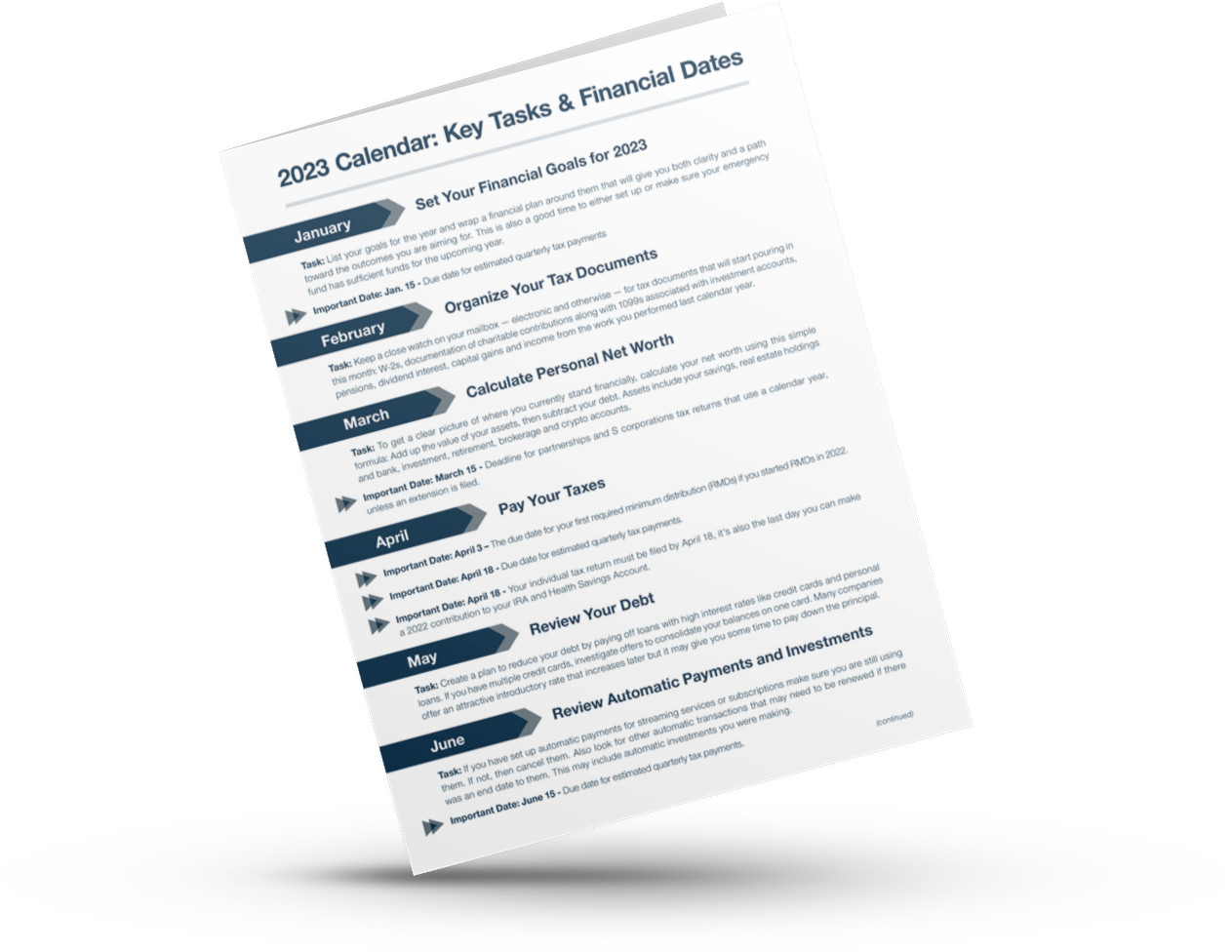 2023 Calendar: Key Tasks & Financial Dates